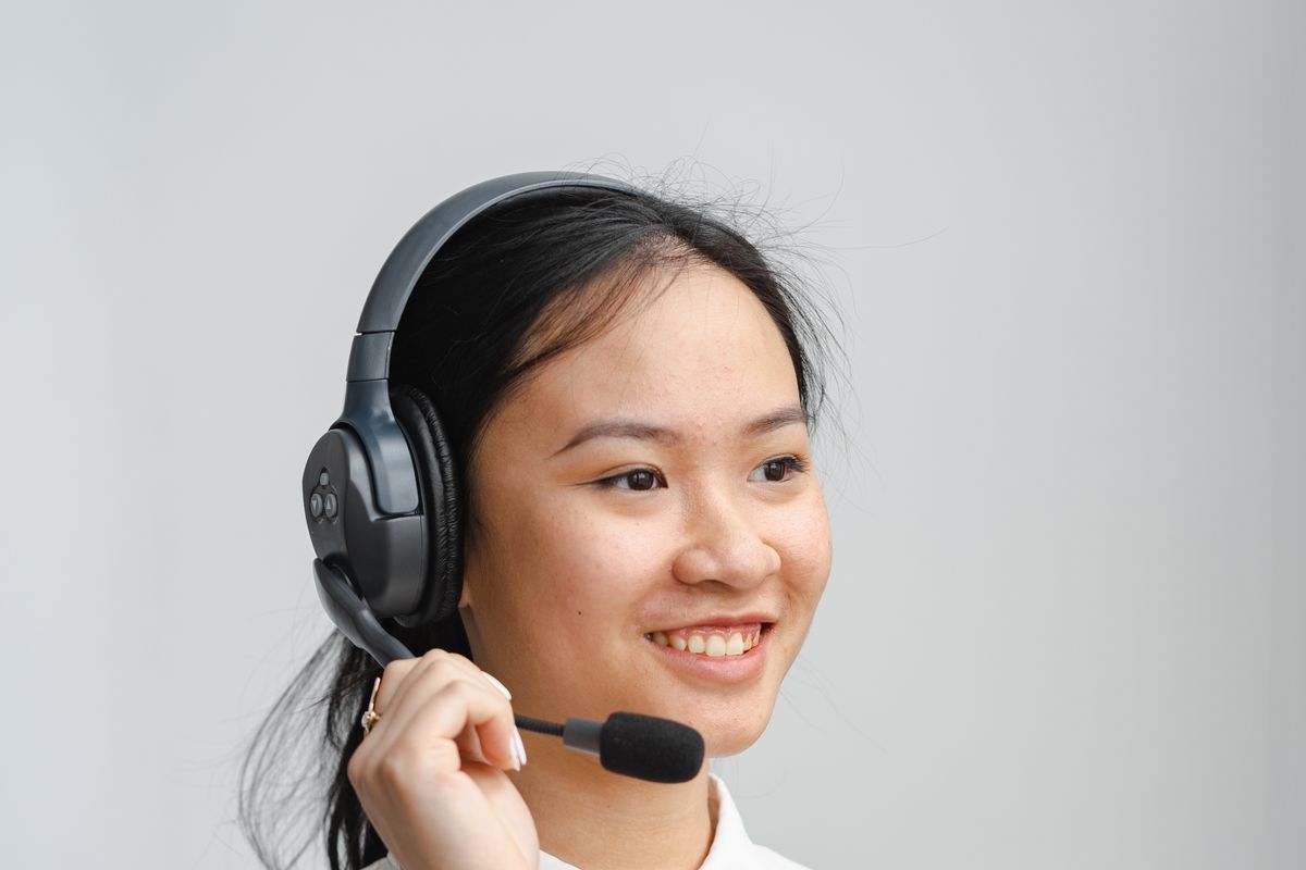 Business communications specialist with headset